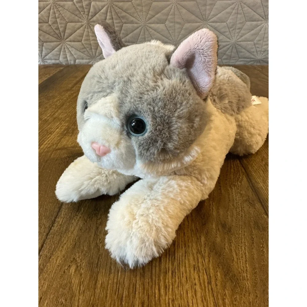Aurora Flopsie Gray White Cat Kitten 12 Inch Stuffed Animal Plush 2023 Realistic